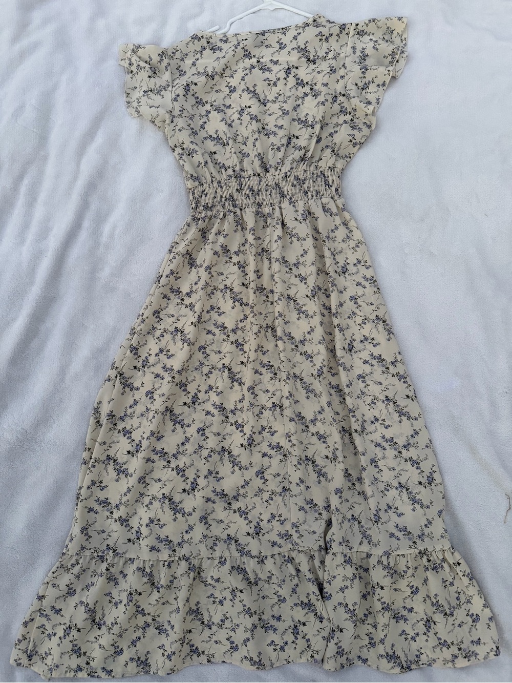 SHEIN Cream Maxi Dress with Blue Floral Print Size M - Picture 7 of 12